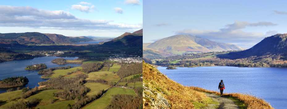 Derwentwater, Bassenthwaite Lake and Keswick from Walla Crag